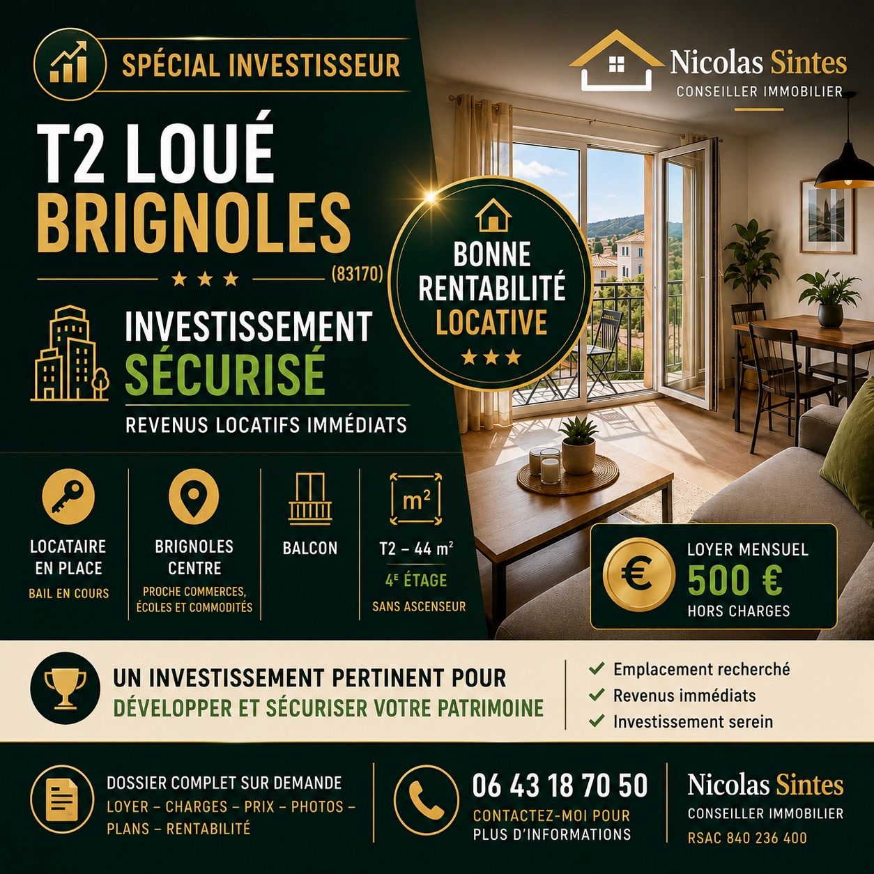 INVESTISSEMENT LOCATIF CLÉ EN MAIN - T2 LOUÉ - BON RENDEMENT