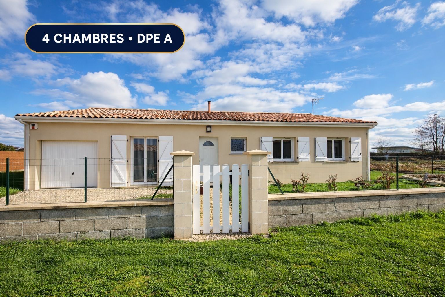 Plain-pied 2017, 4 chambres et DPE A : une maison familiale prête à vivre
