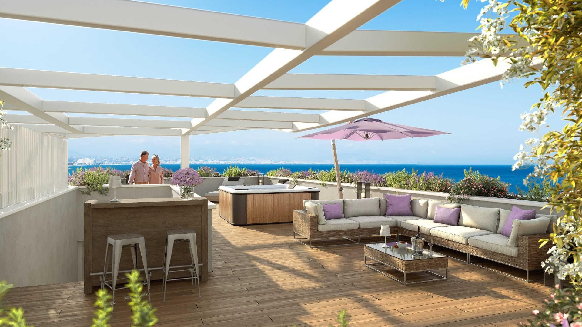 Antibes bord de mer, Toit-Terrasse 4 pièces avec Garages et Cave  