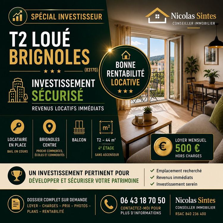 INVESTISSEMENT LOCATIF CLÉ EN MAIN  - T2 LOUÉ - BON RENDEMENT